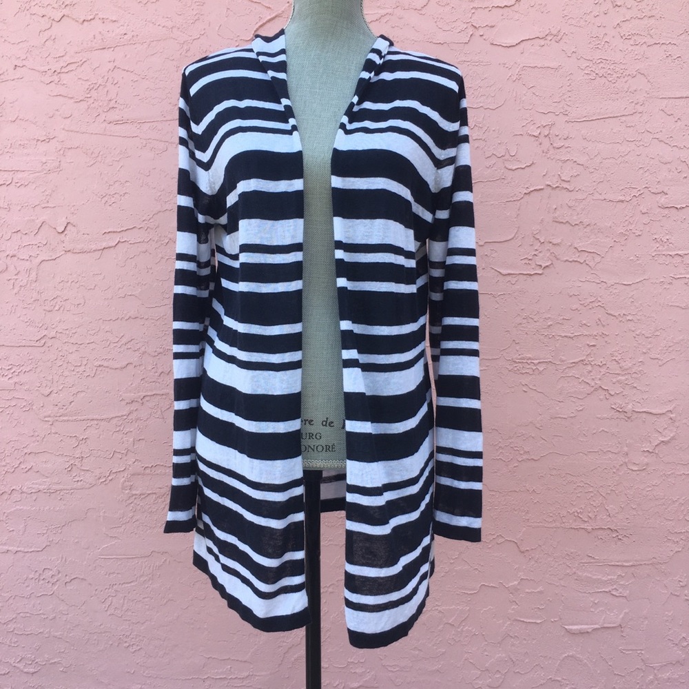 Willi Smith Striped Cardigan Jacket Linen Blend